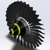 Solidworks涡轮发动机风扇