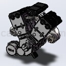 双涡轮增压发动机Solidworks模型