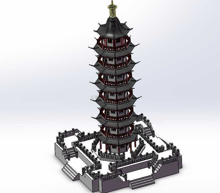 雷峰塔模型Solidworks设计