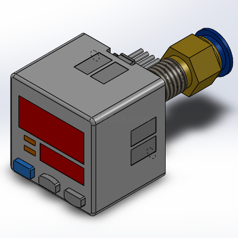 Solidworks设计实例压力传感器_DP-101模型Solidworks2016设计  压力传感器3D模型 传感器模型