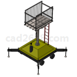 移动式液压伸缩提升3D模型  液压伸缩提升设备Solidworks设计