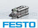 FESTO气缸3D模型 带活塞杆的标准气缸3D模型 弗斯托气缸模型STP格式